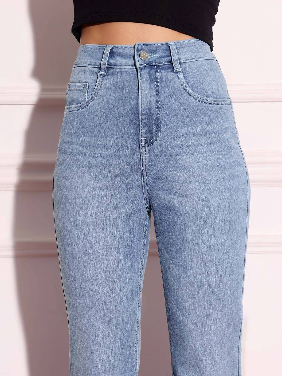 Women Light Blue High Rise Bootcut Jeans | BT10 - view 5