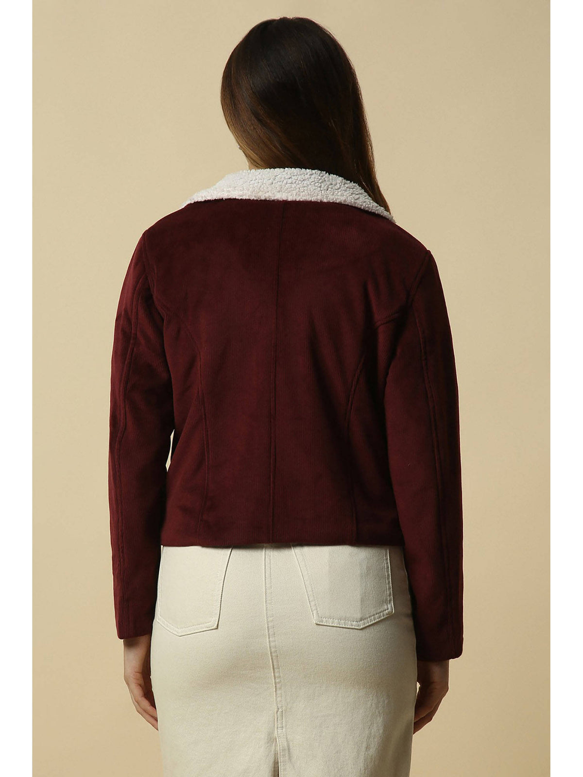 Women Maroon Solid Casual Jacket | JC78 - view 3