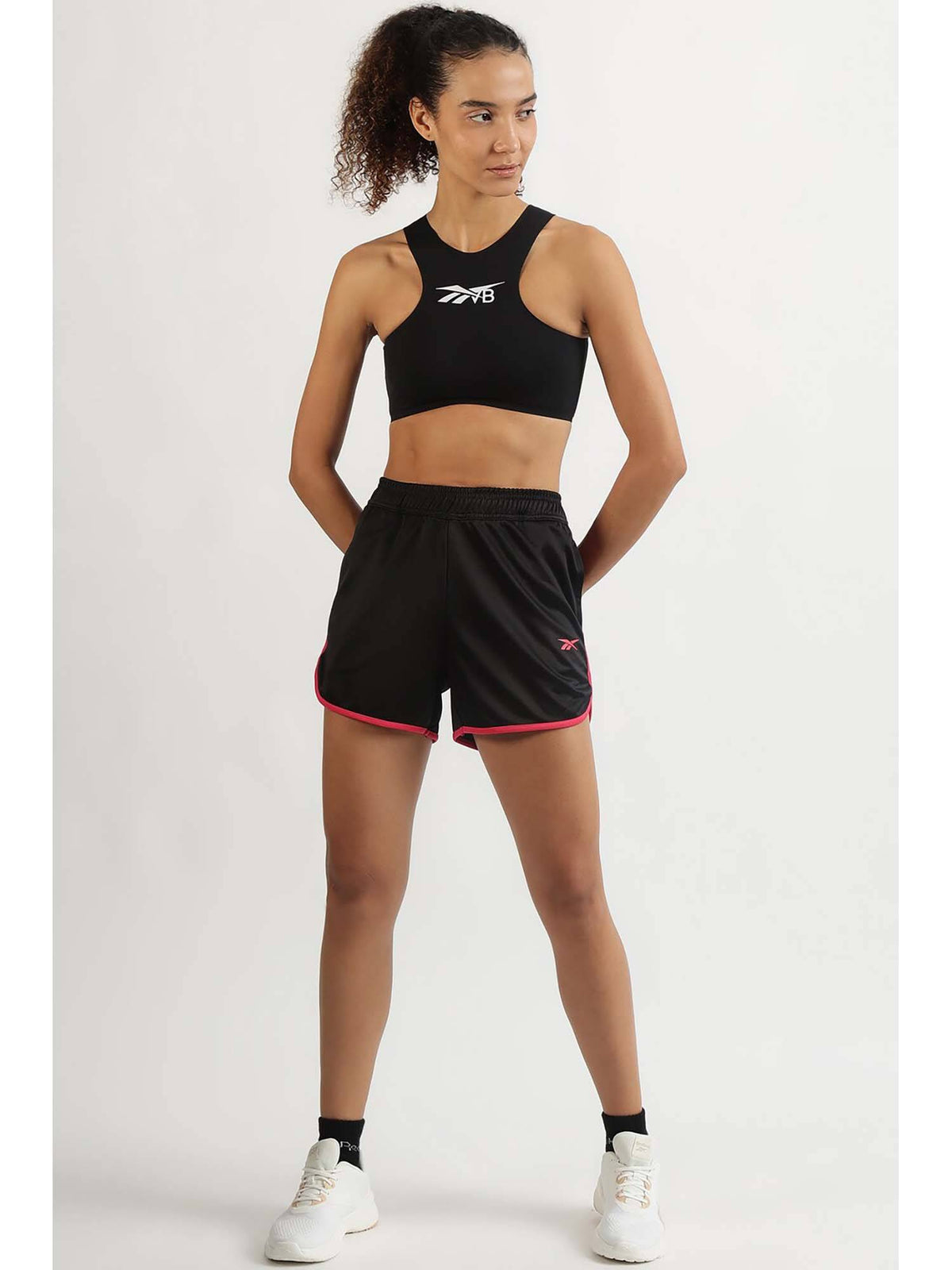 Women Black Split Hem Performance Shorts - view 5