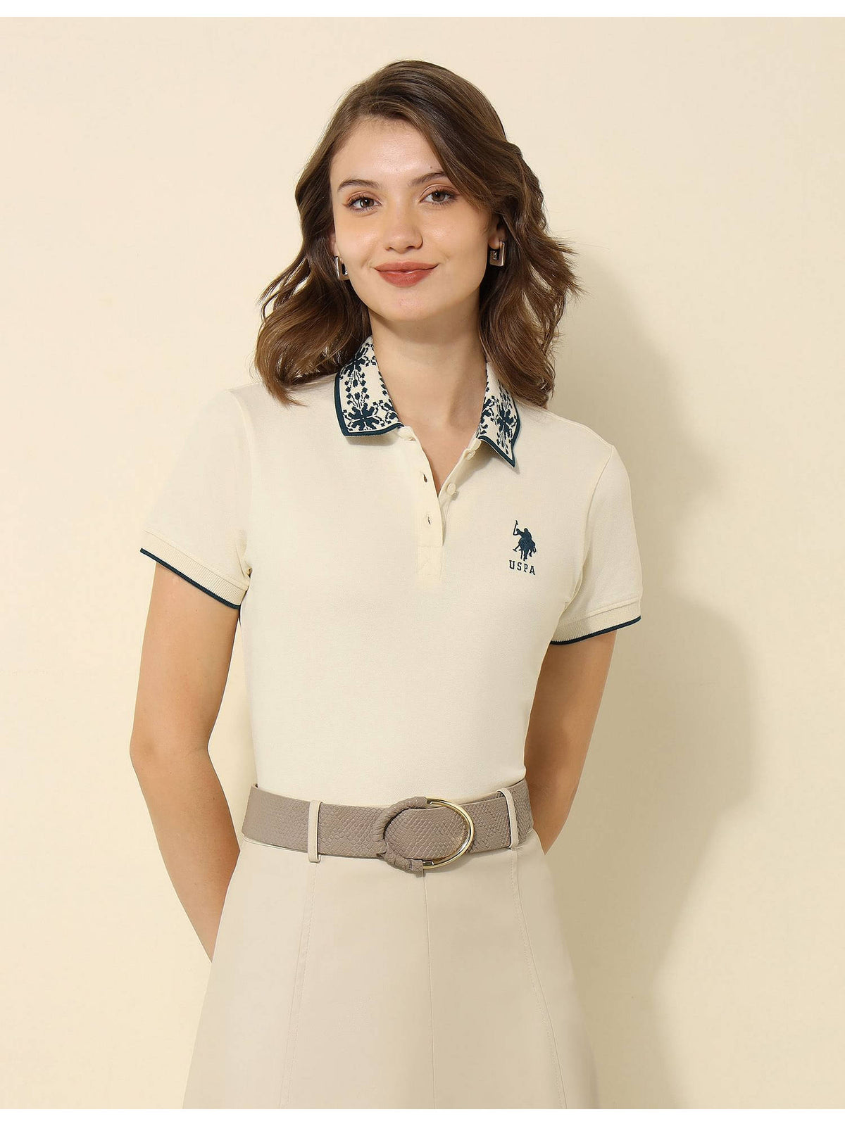 Jacquard Collar Regular Fit Polo T-Shirt | U89 - view 1