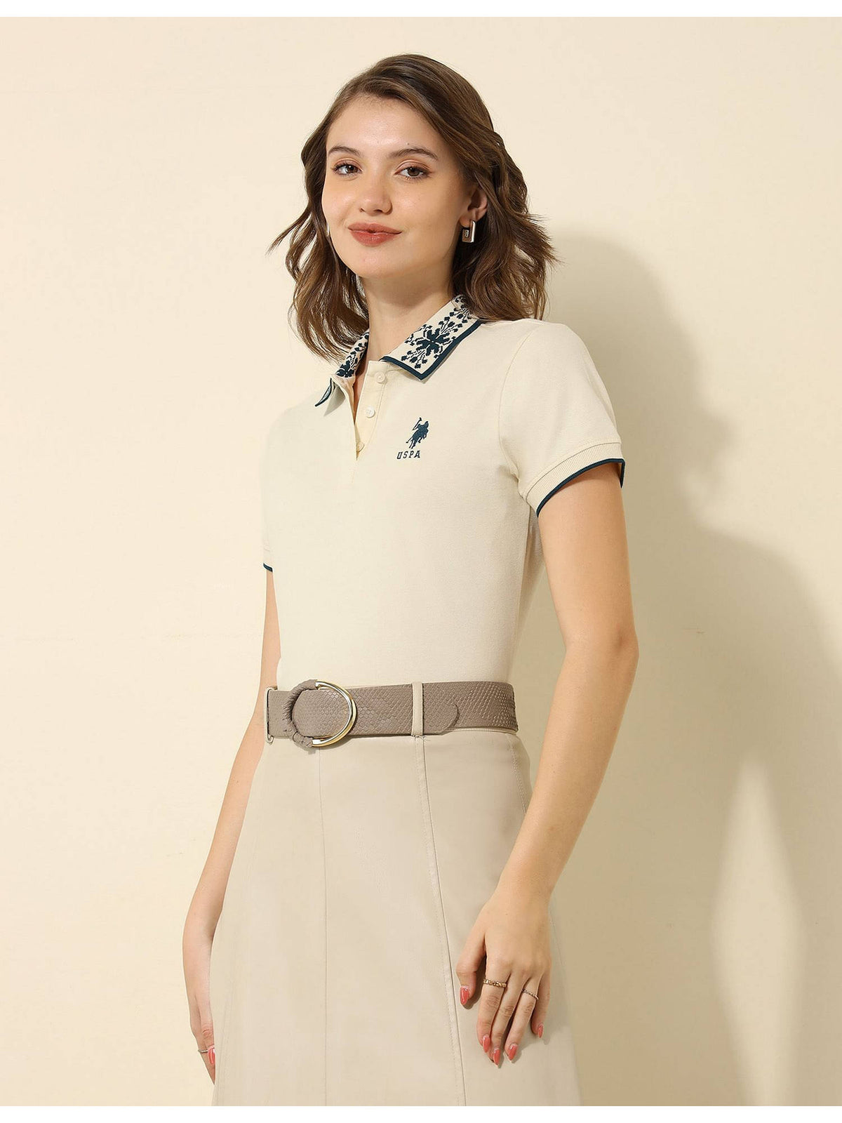 Jacquard Collar Regular Fit Polo T-Shirt | U89 - view 4