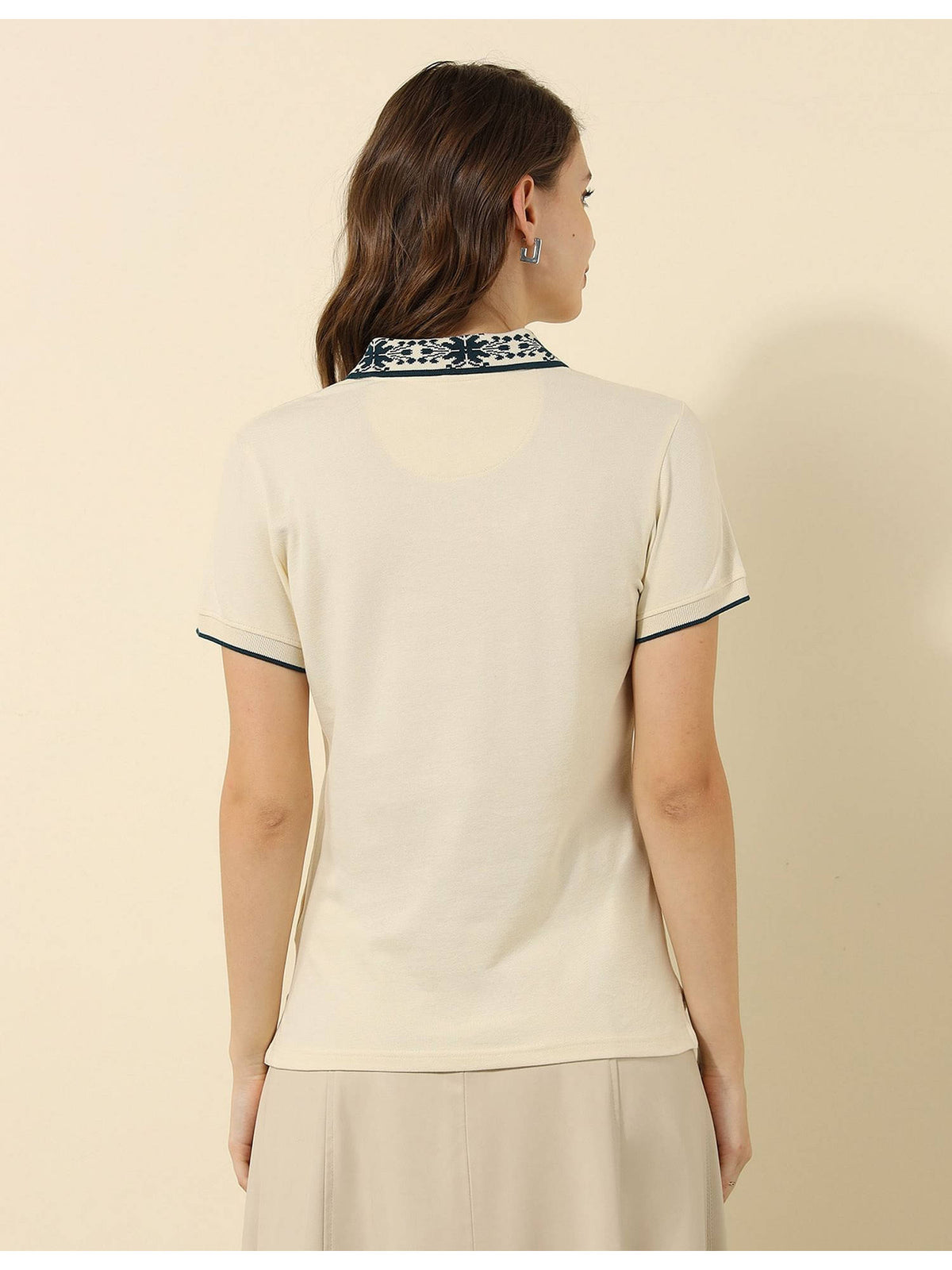 Jacquard Collar Regular Fit Polo T-Shirt | U89 - view 5