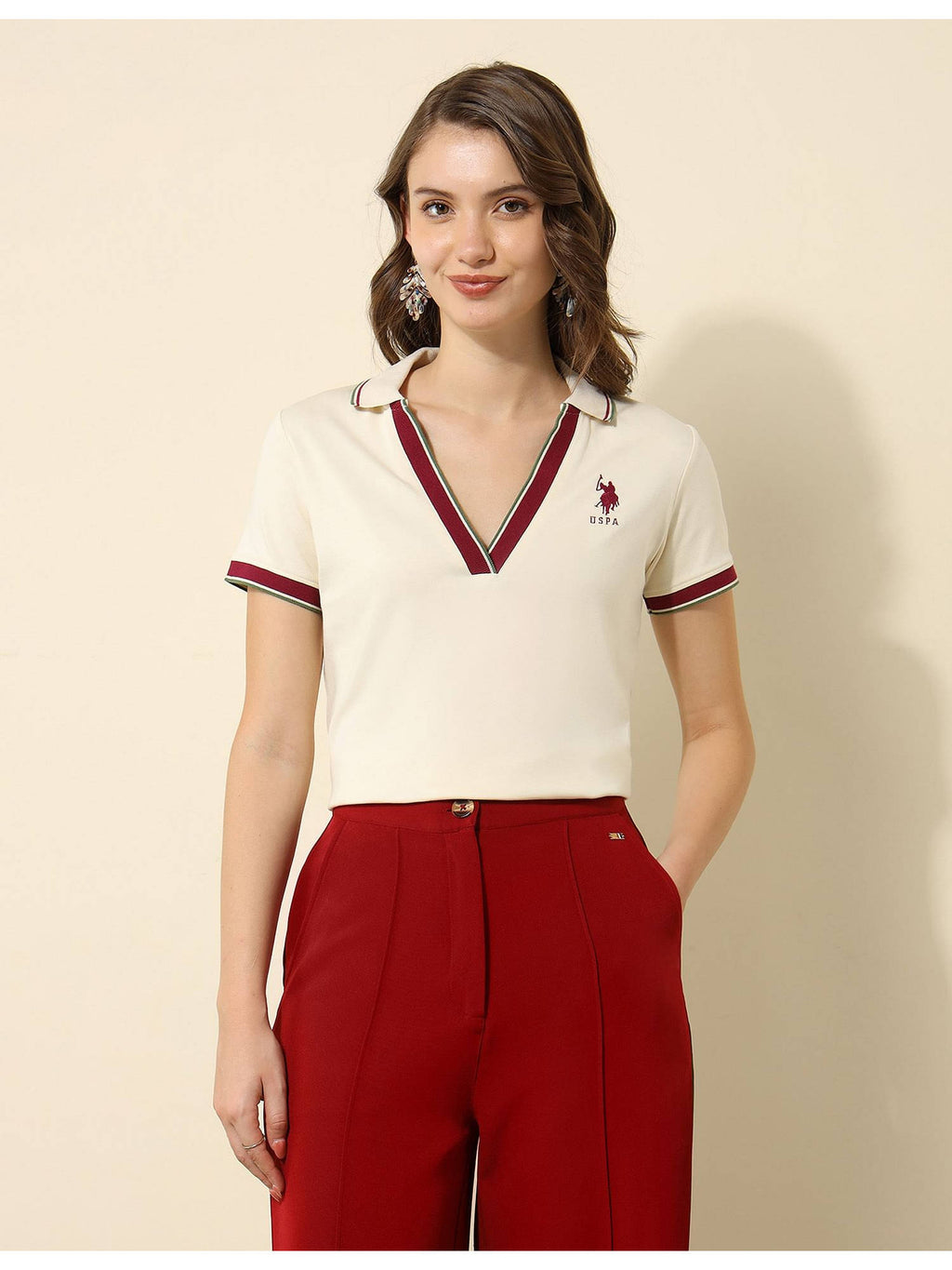 Peach Solid Regular Fit Polo T-Shirt | TS56 - view 13