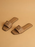 Ava Beige Embellished Flats | F61 - view 1