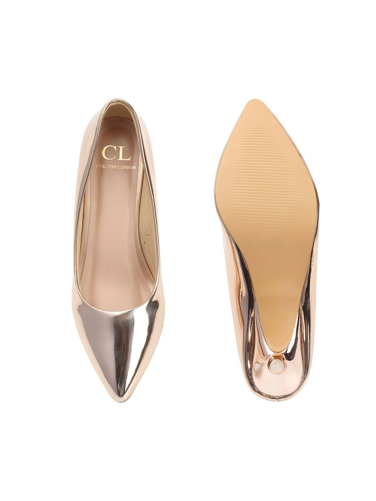 Rose Gold Solid Women Kitten Pumps | H78 - view 7