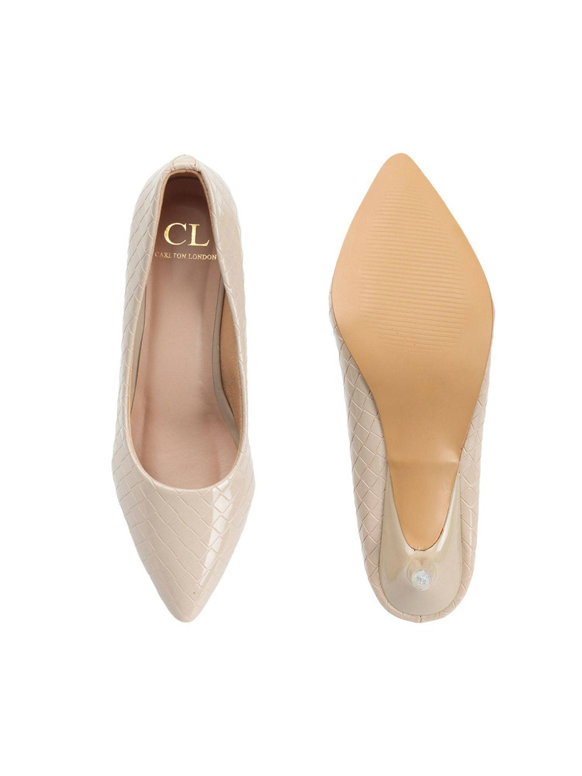 Beige Textured Women Kitten Pumps | H78 - view 7