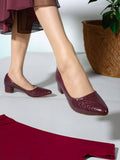 Wine Textured Women Block Pumps | H78 - view 1