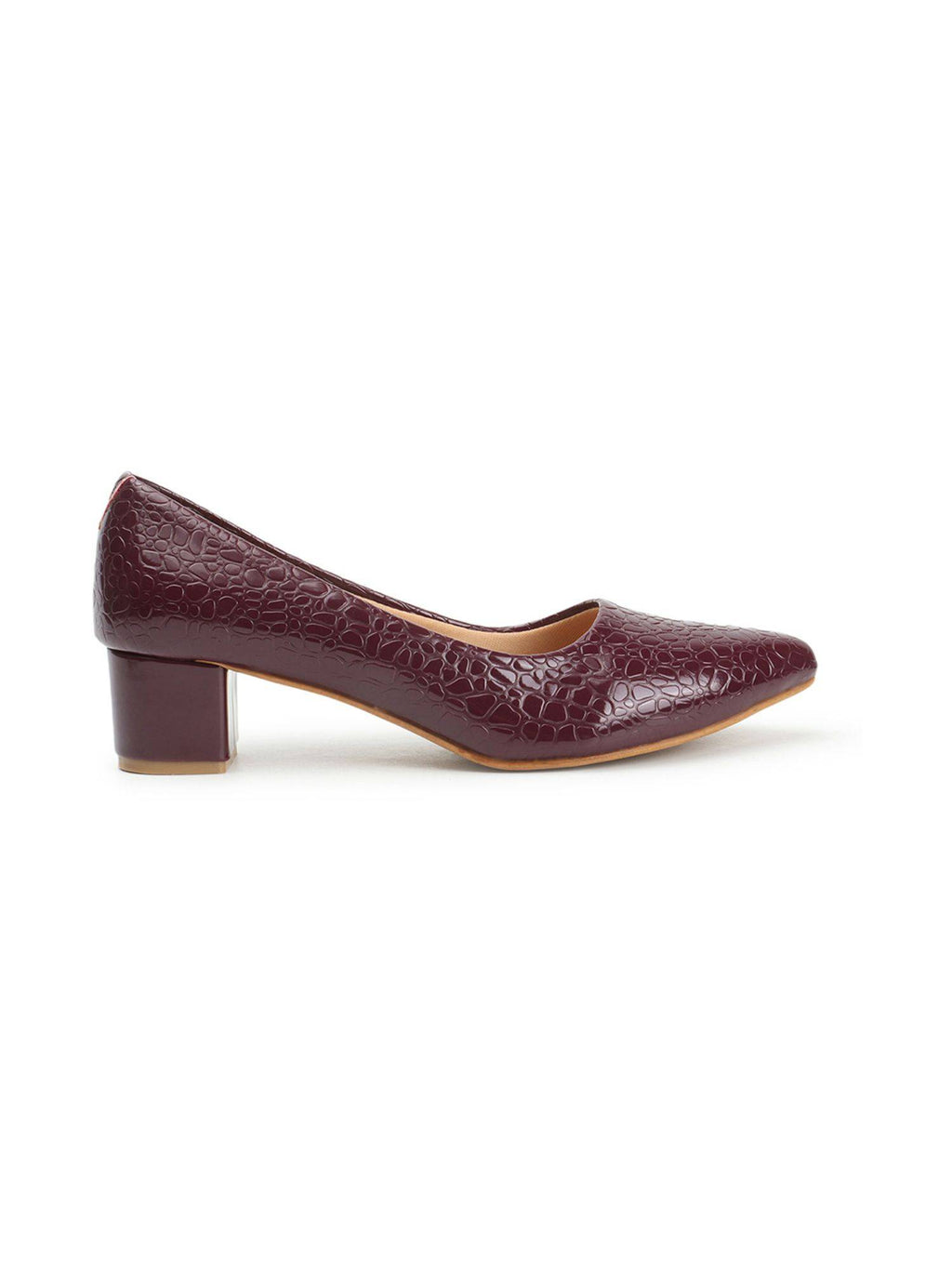 Wine Textured Women Block Pumps | H78 - view 5