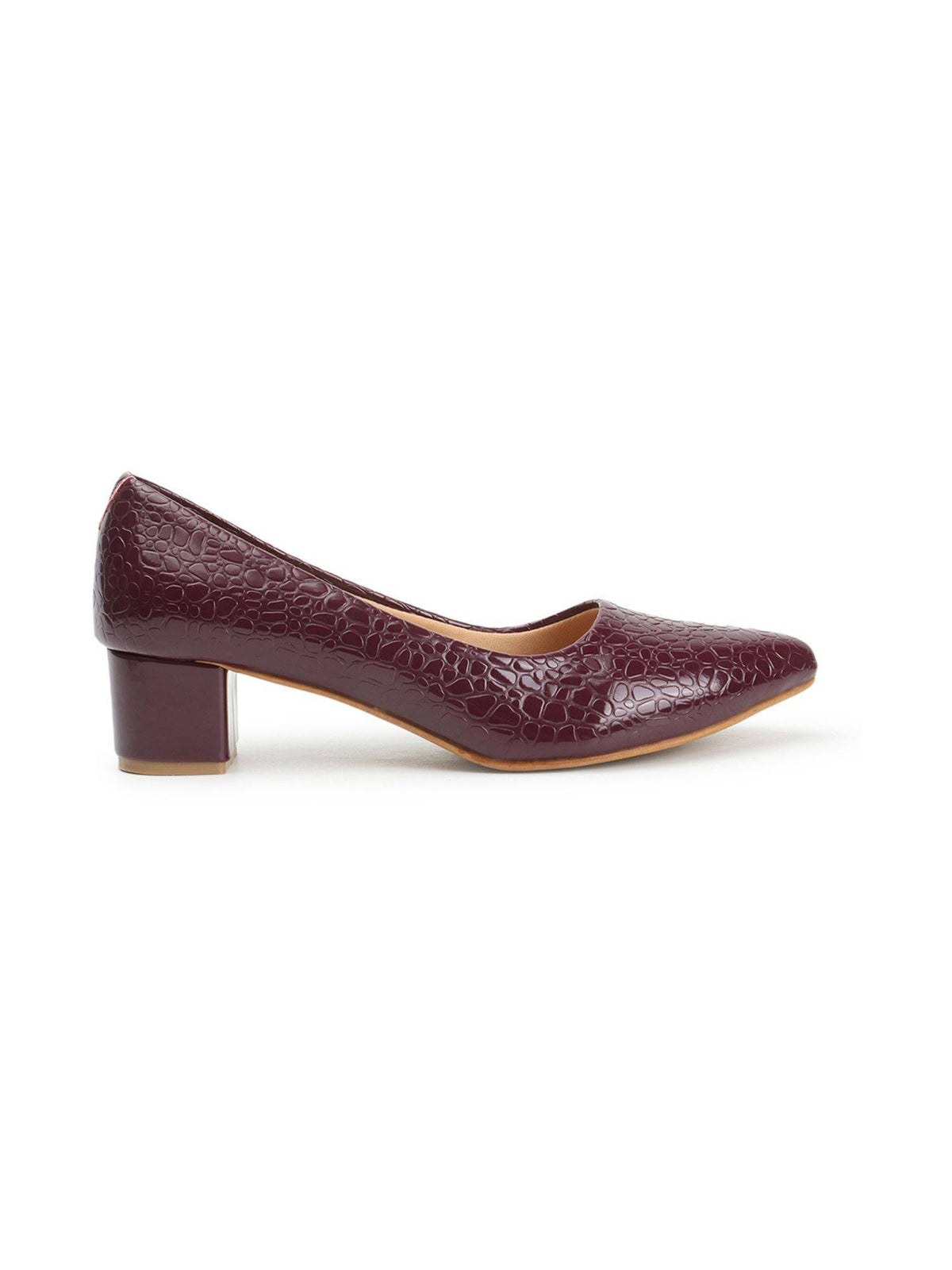 Wine Textured Women Block Pumps | H78 - view 5