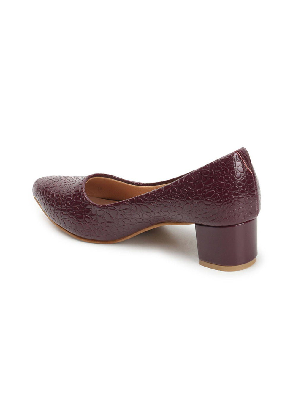 Wine Textured Women Block Pumps | H78 - view 6