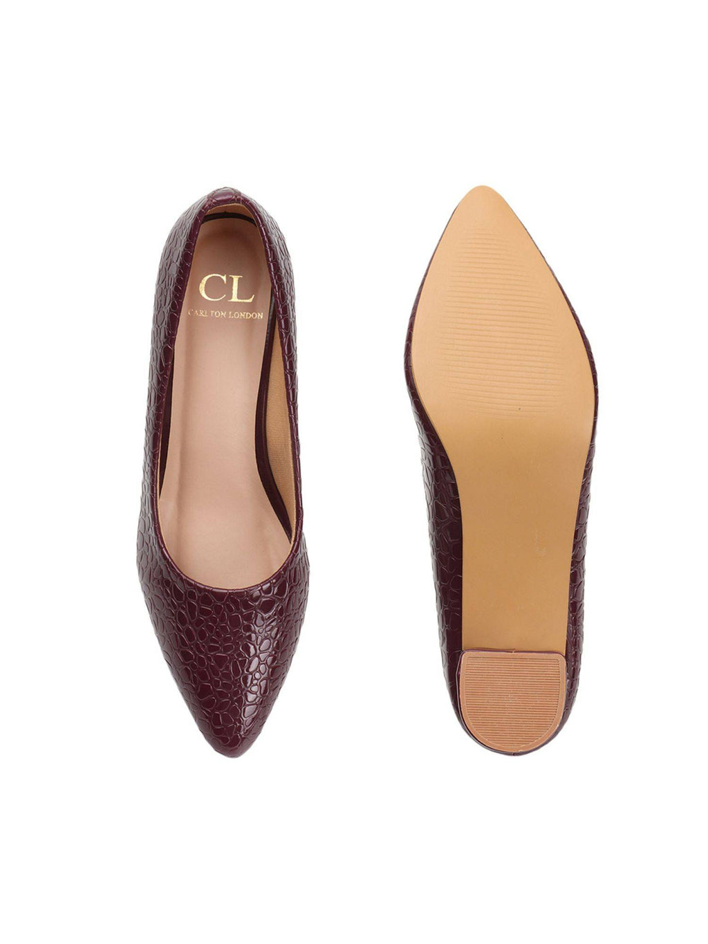 Wine Textured Women Block Pumps | H78 - view 7