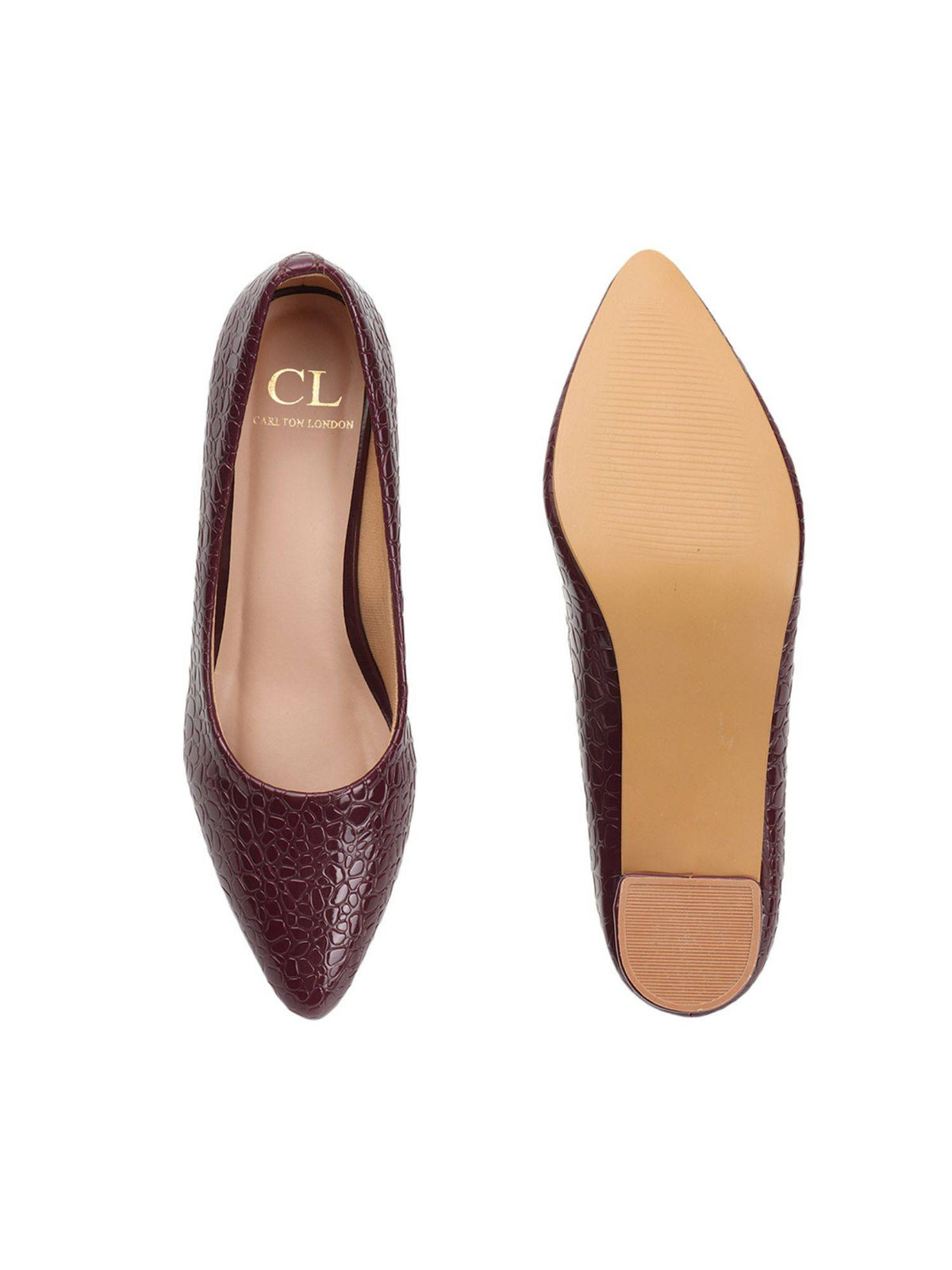 Wine Textured Women Block Pumps | H78 - view 7