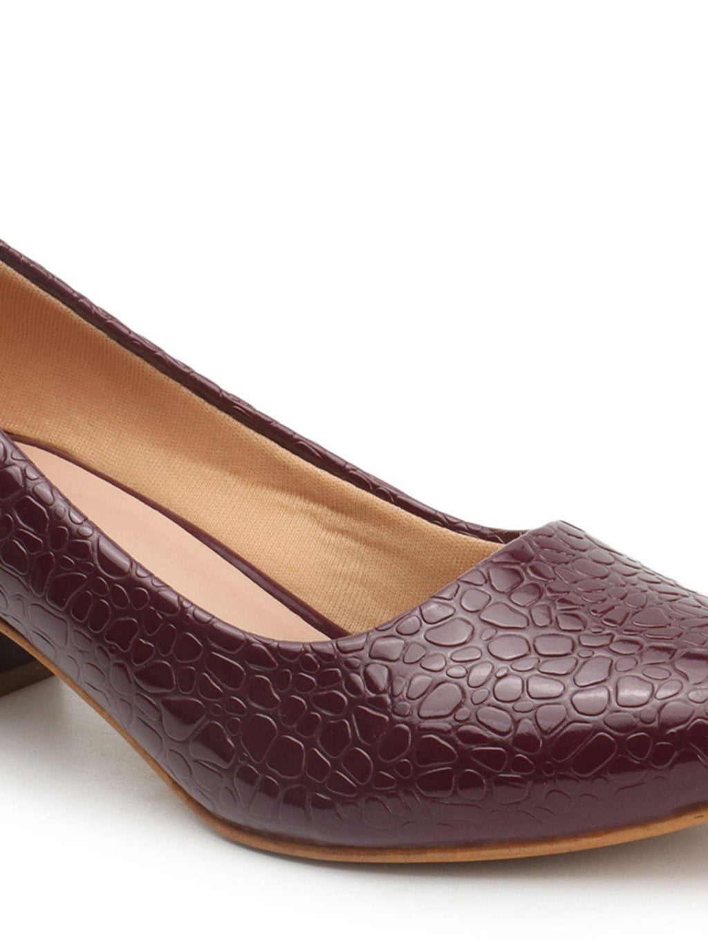 Wine Textured Women Block Pumps | H78 - view 8