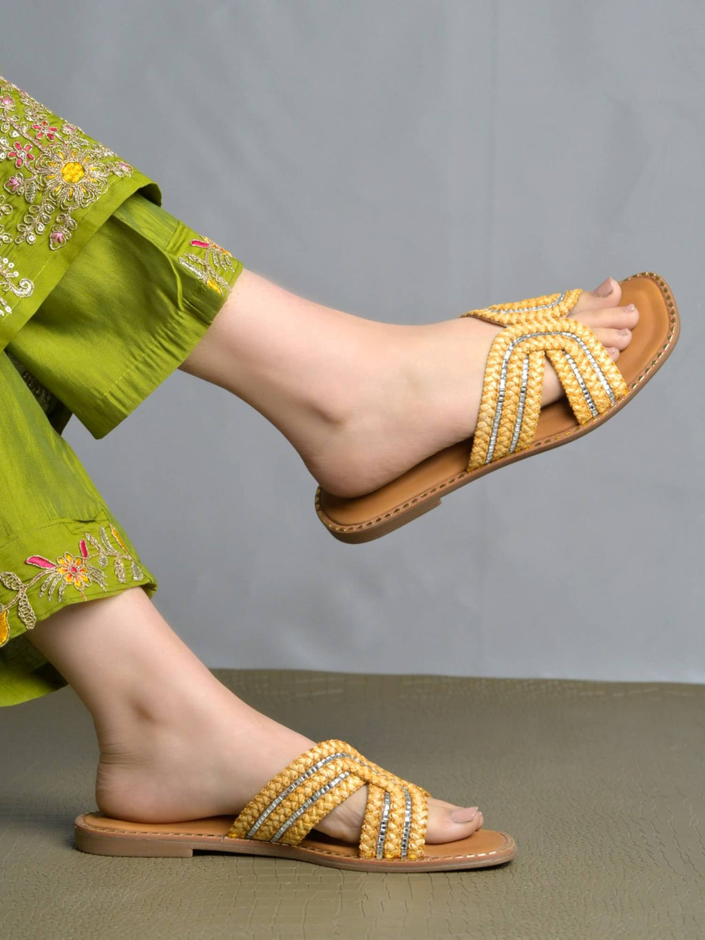 Women Gold Flats | F61 - view 2