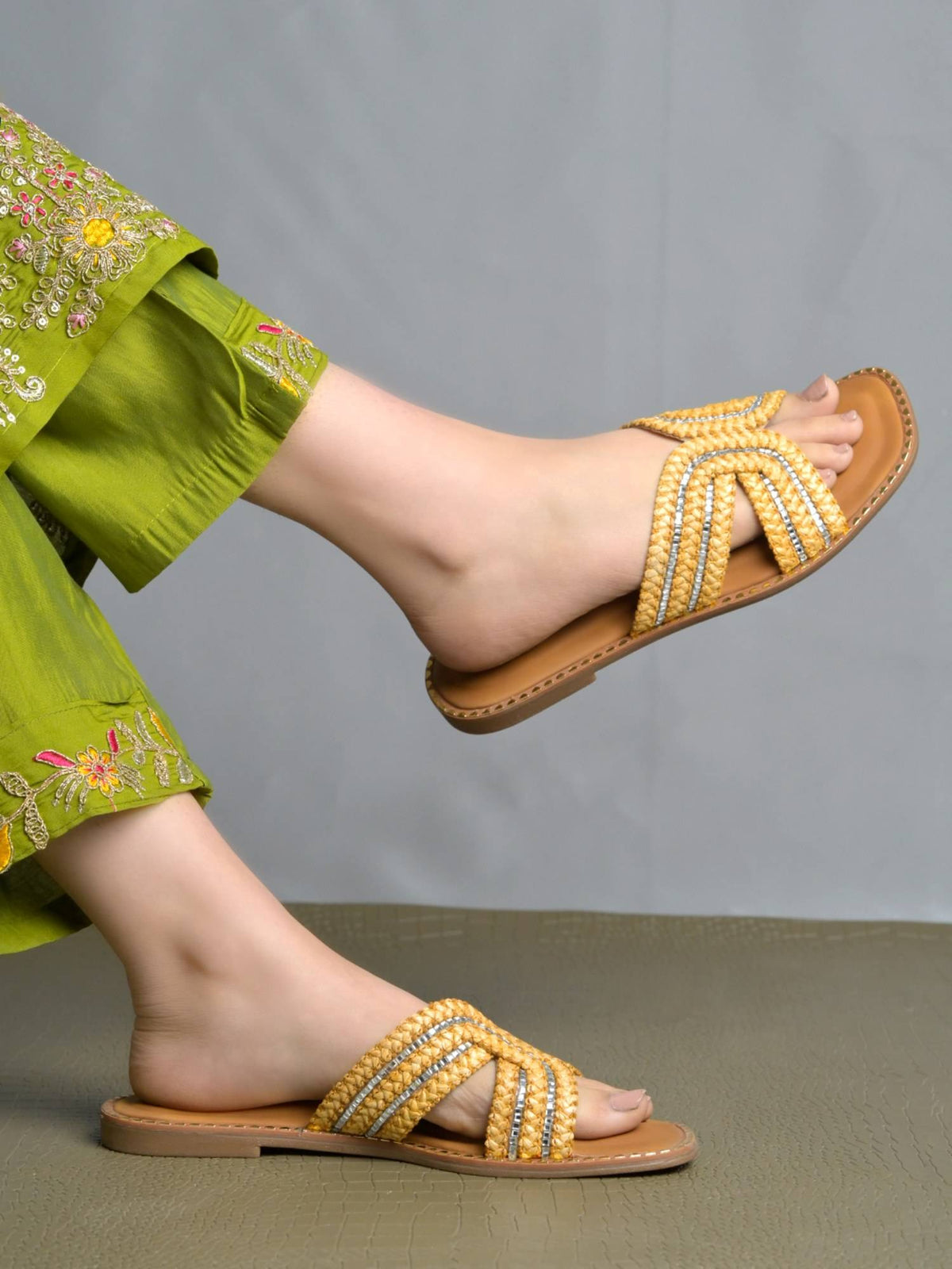 Women Gold Flats | F61 - view 2