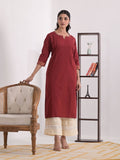 Red Solid Cotton Kurta | KDG - view 1
