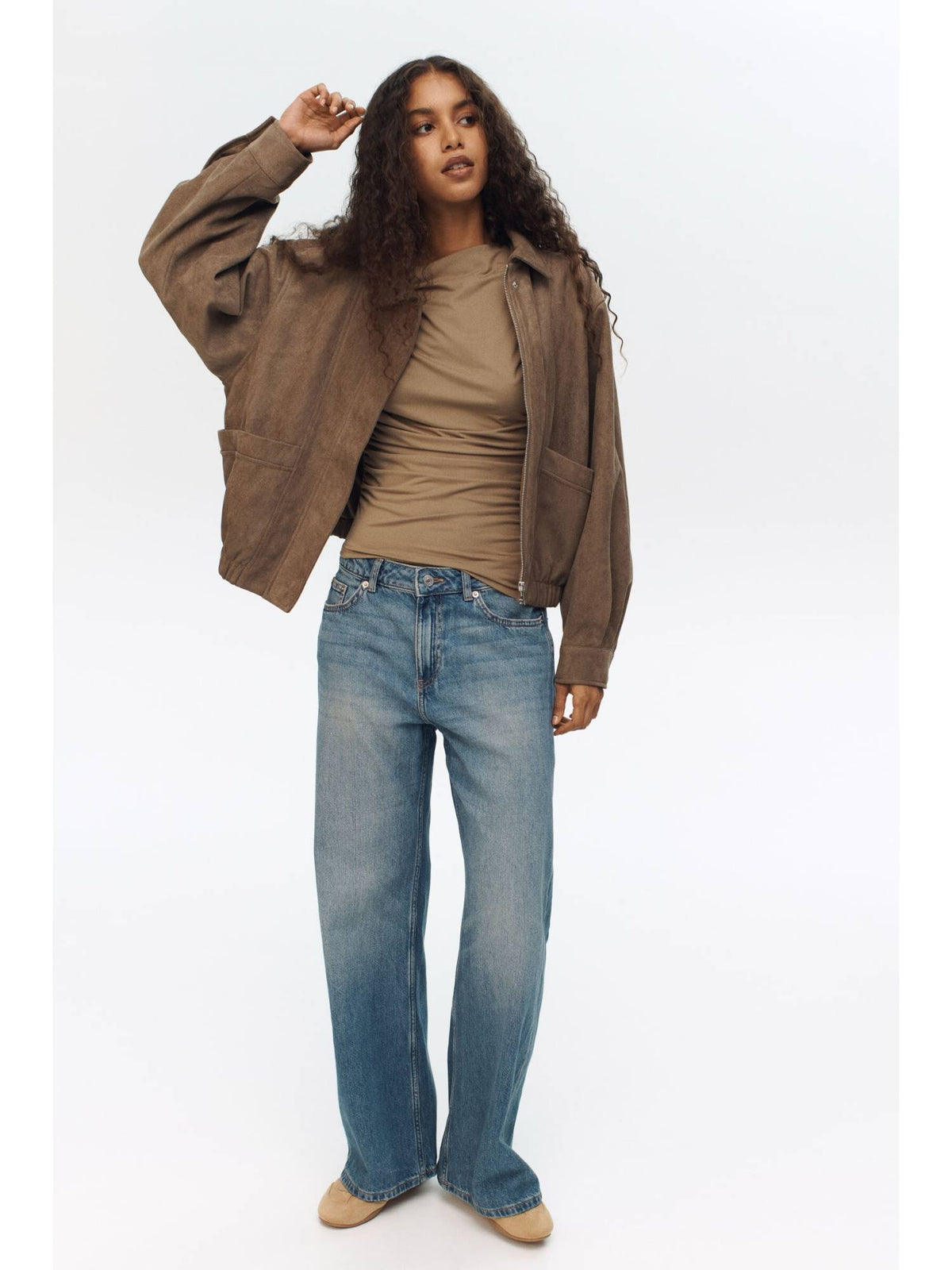 Women Beige Baggy Regular Waist Jeans | BG78 - view 8