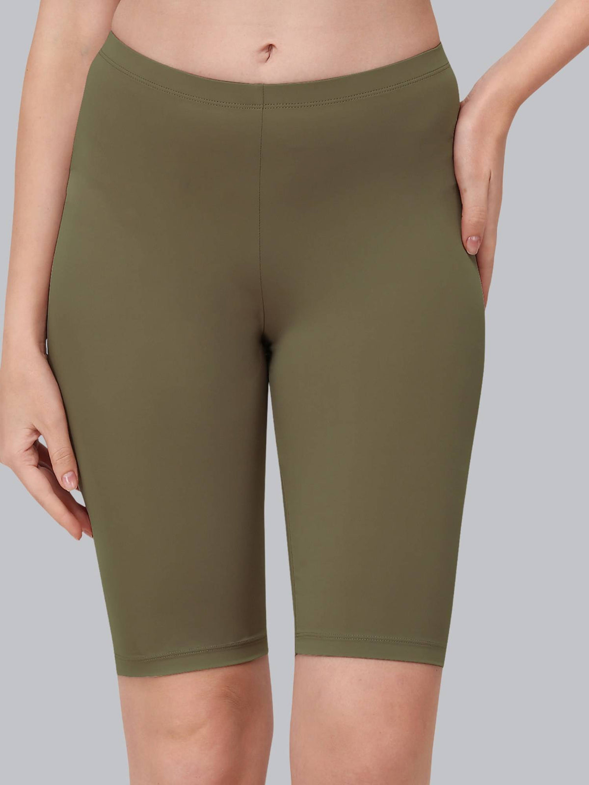 Grey Women's Soft Polyamide Spandex Mid Thigh Length Cycling Shorts - view 26