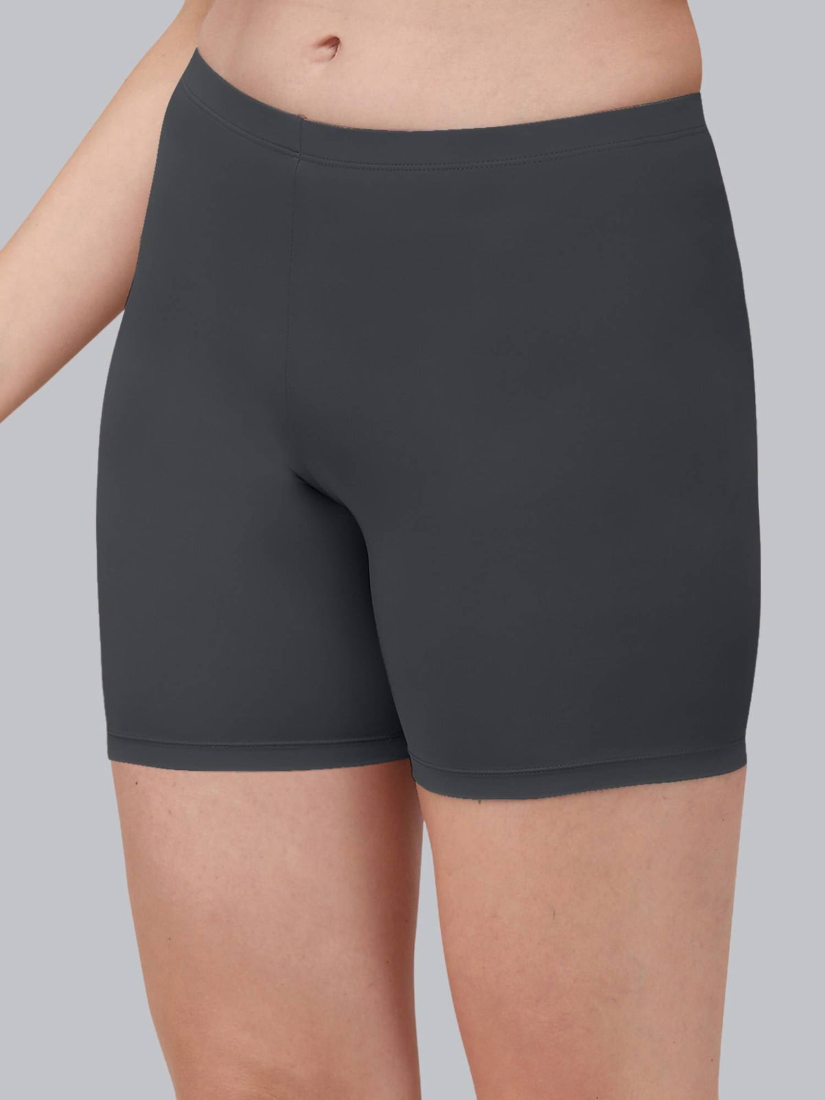 Charcoal Women's Soft Polyamide Spandex Thigh Length Cycling Shorts - view 3