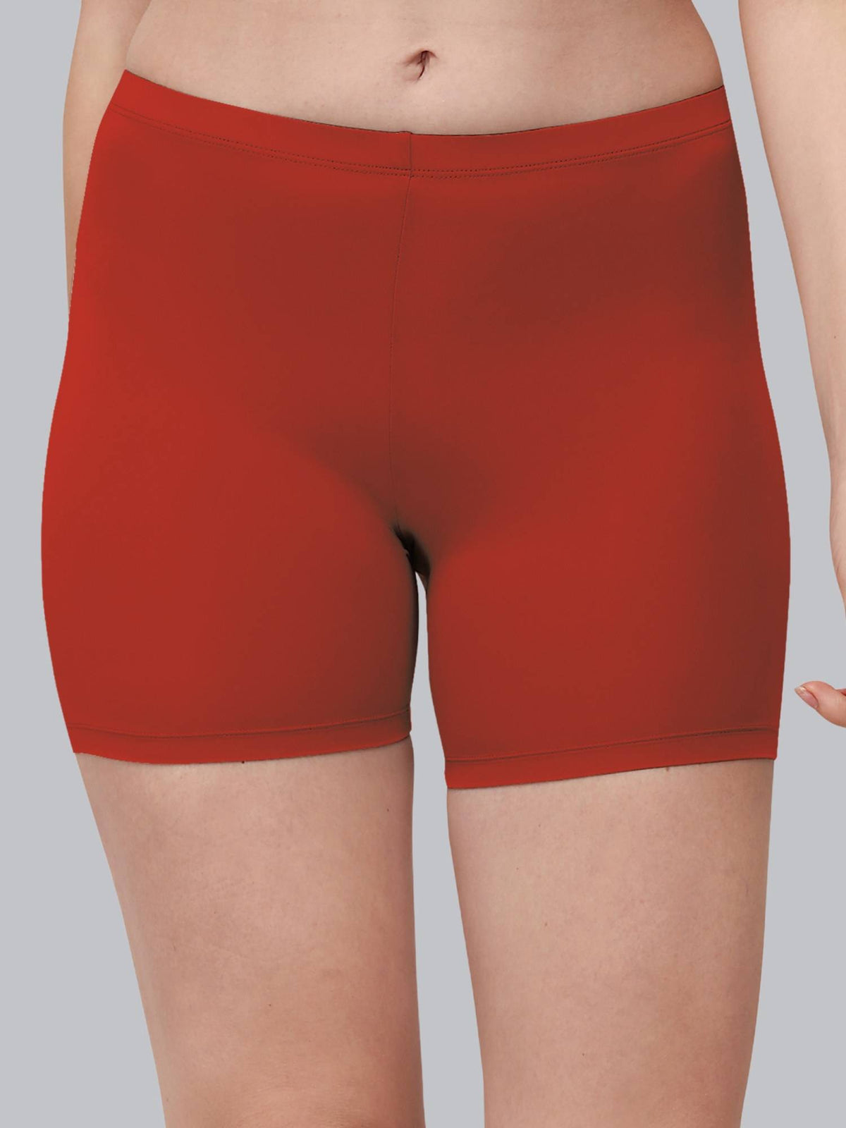 Brown Women's Soft Polyamide Spandex Mid Thigh Length Cycling Shorts - view 6