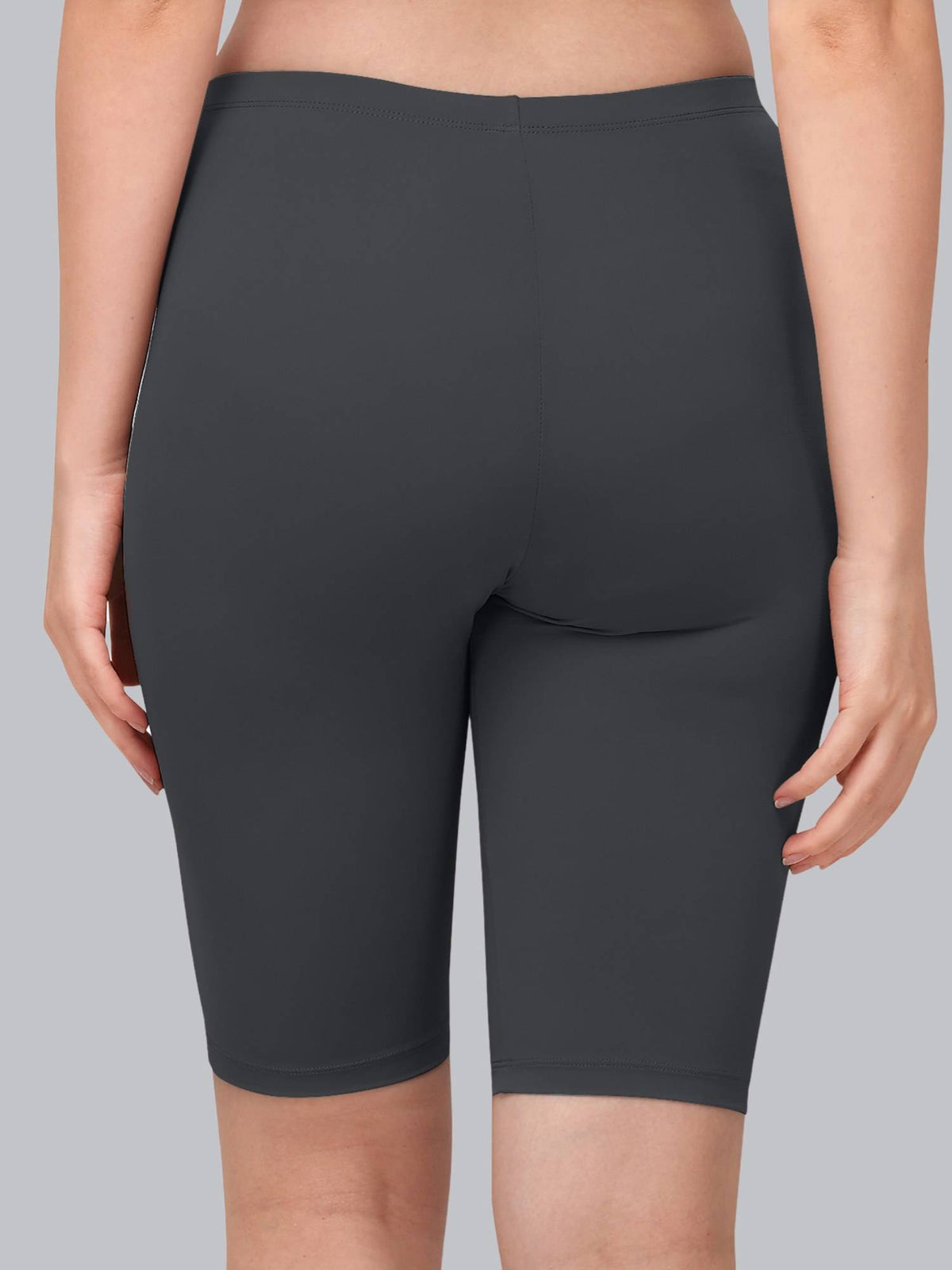 Grey Women's Soft Polyamide Spandex Mid Thigh Length Cycling Shorts - view 2