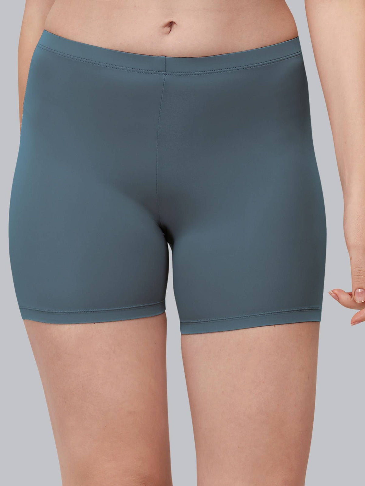 Charcoal Women's Soft Polyamide Spandex Thigh Length Cycling Shorts - view 31