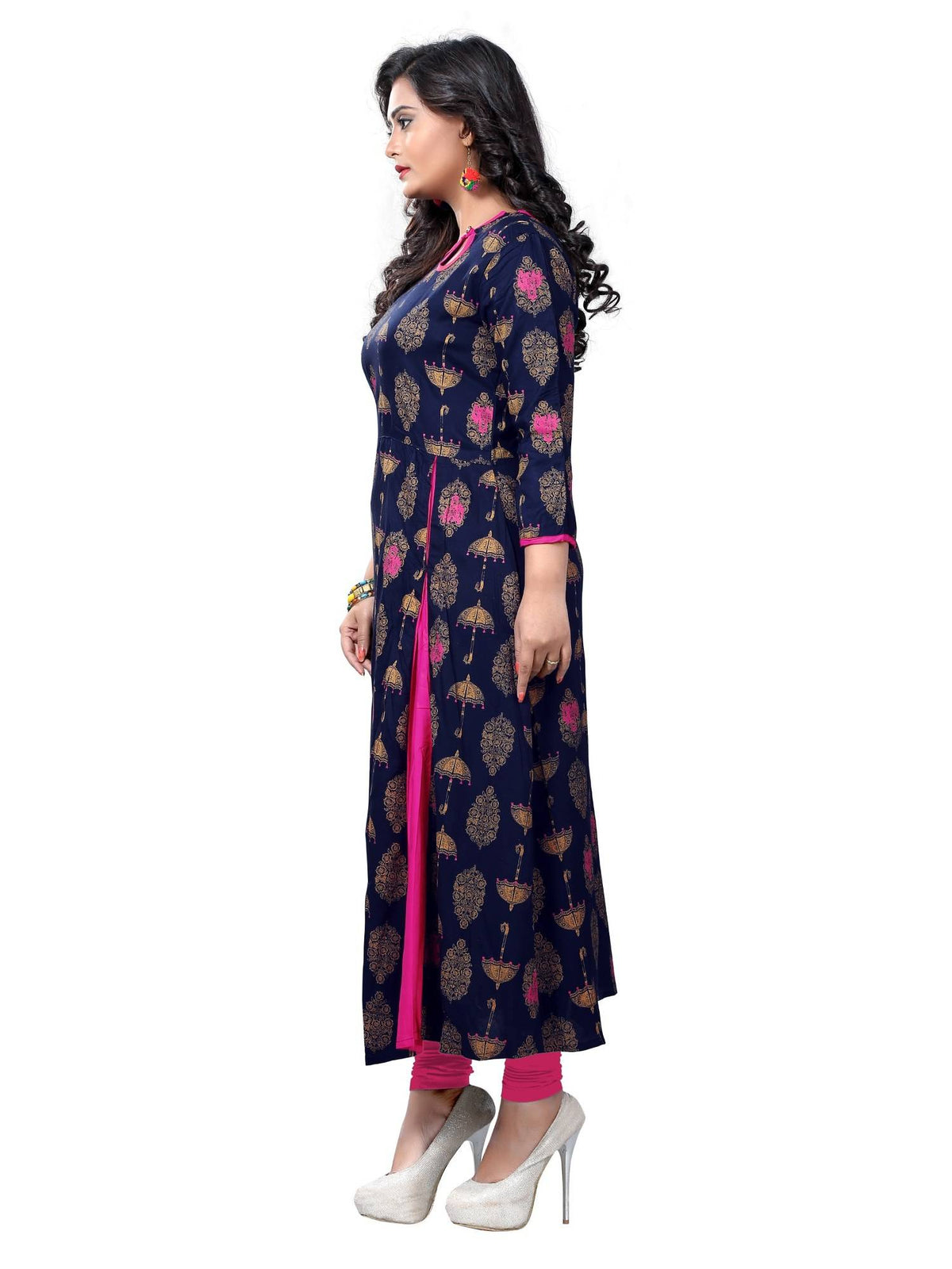 Womens Blue Color Rayon A-Line Kurta | FY93 - view 3