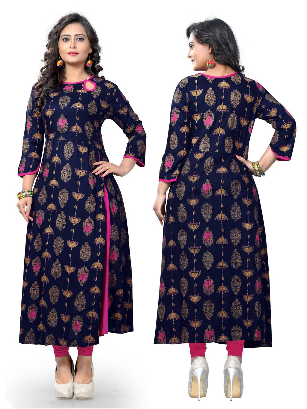 Womens Blue Color Rayon A-Line Kurta | FY93 - view 5