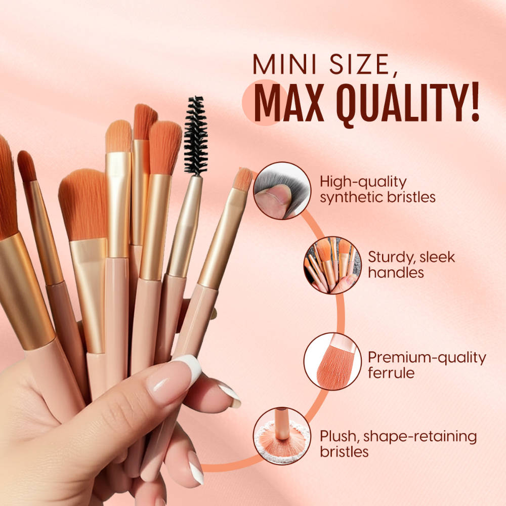 Makeup Brush Set of 8 Mini Cosmetic Brushes Kit with PU Pouch Bag | T32 - view 4