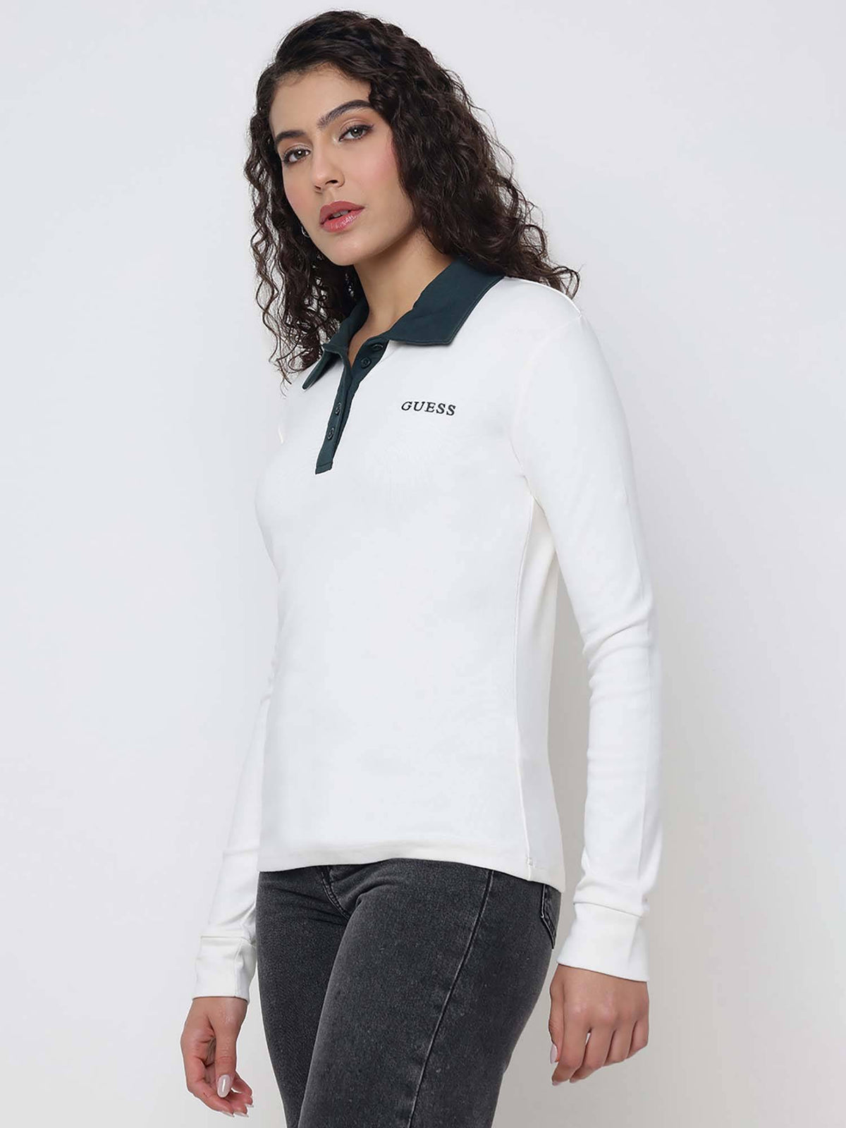 Fabia Organic Cotton Stretch Micro Dove White Solid Polo Collar Regular Fit T-Shirt | PW43 - view 2