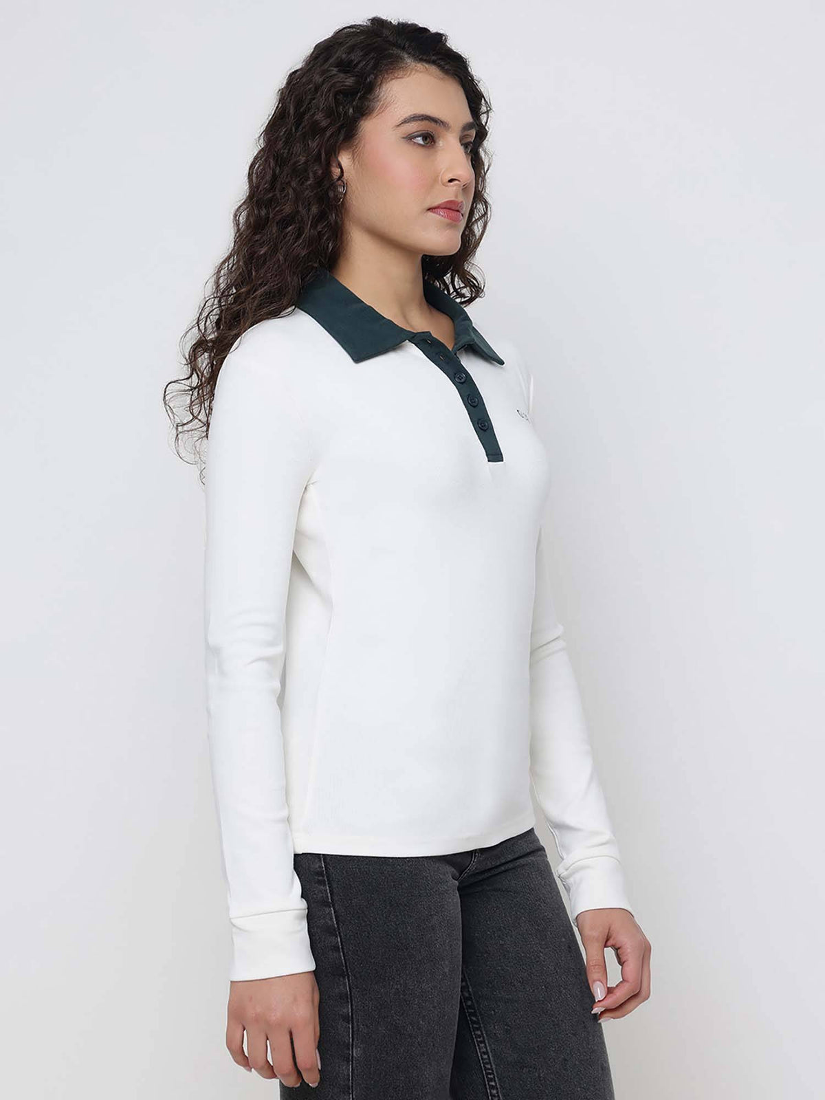 Fabia Organic Cotton Stretch Micro Dove White Solid Polo Collar Regular Fit T-Shirt | PW43 - view 3