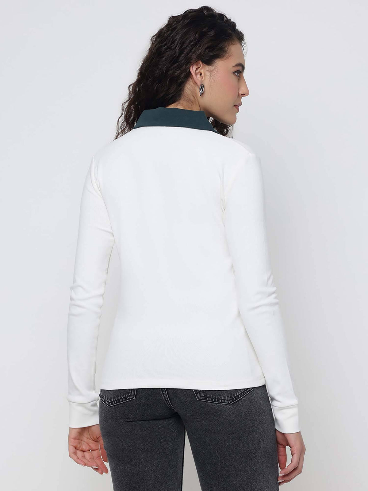 Fabia Organic Cotton Stretch Micro Dove White Solid Polo Collar Regular Fit T-Shirt | PW43 - view 4