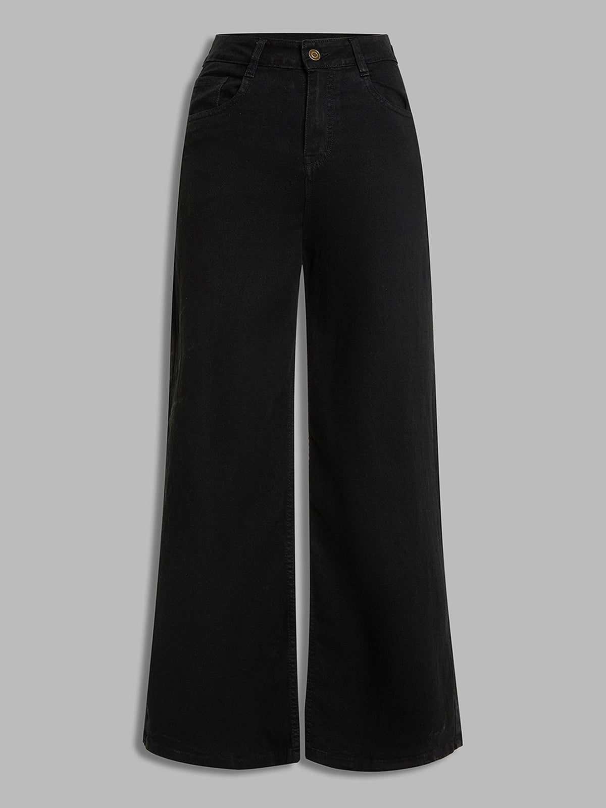 Women Black Wide Leg High Rise Stretchable Denim Jeans | WL90 - view 1