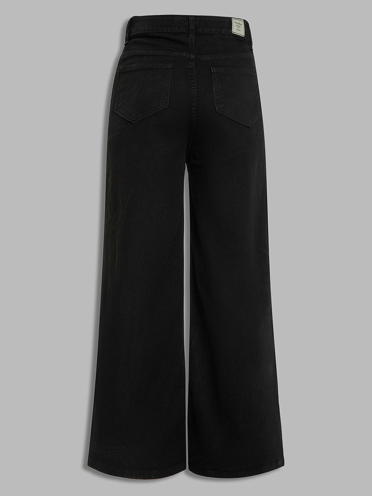 Women Black Wide Leg High Rise Stretchable Denim Jeans | WL90 - view 3