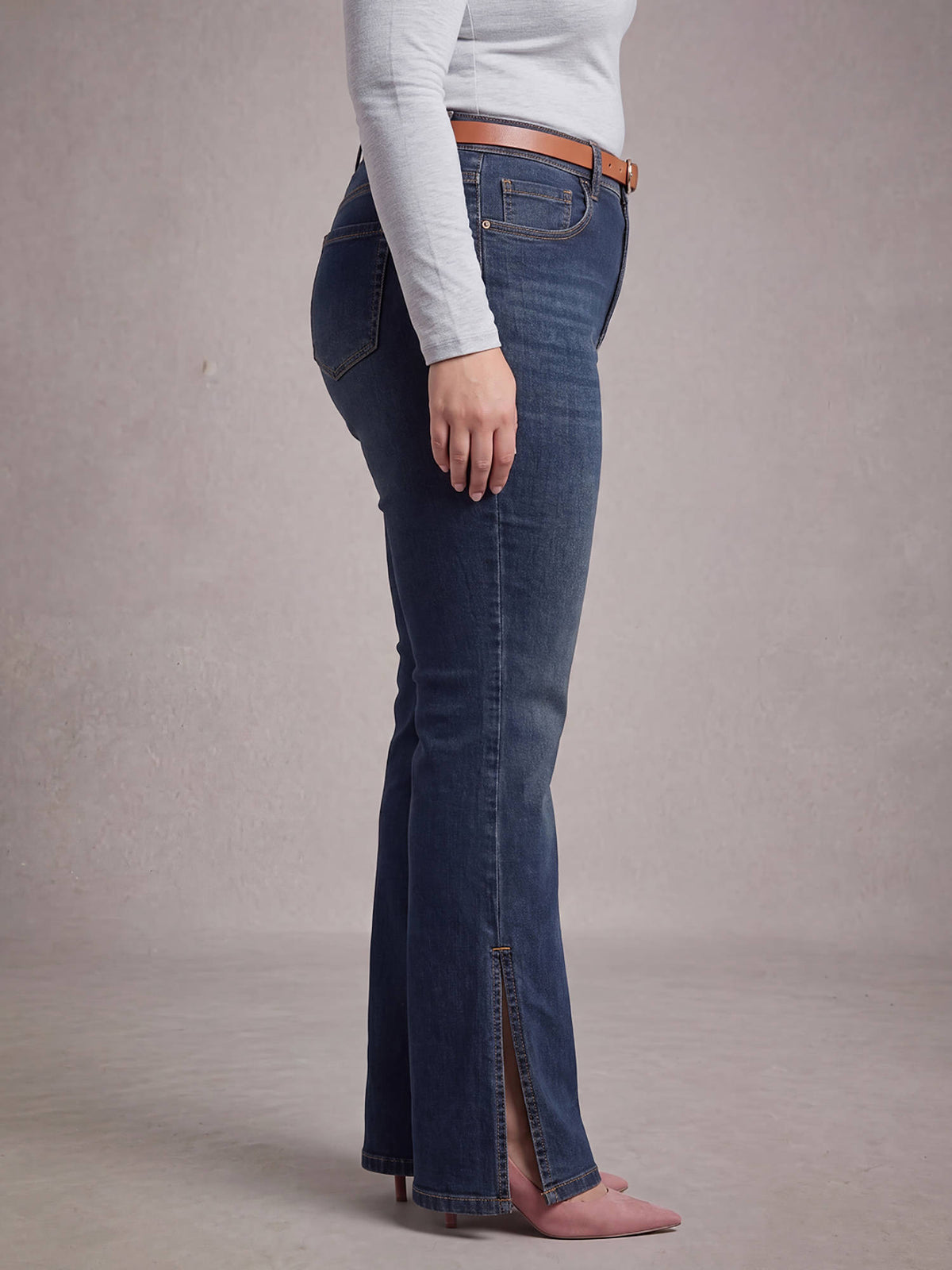 Womens High Rise Mid Blue Boot Cut Jeans | BT10 - view 2