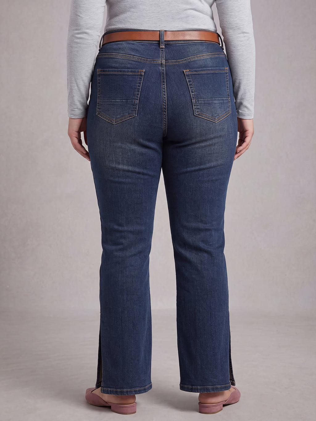 Womens High Rise Mid Blue Boot Cut Jeans | BT10 - view 3