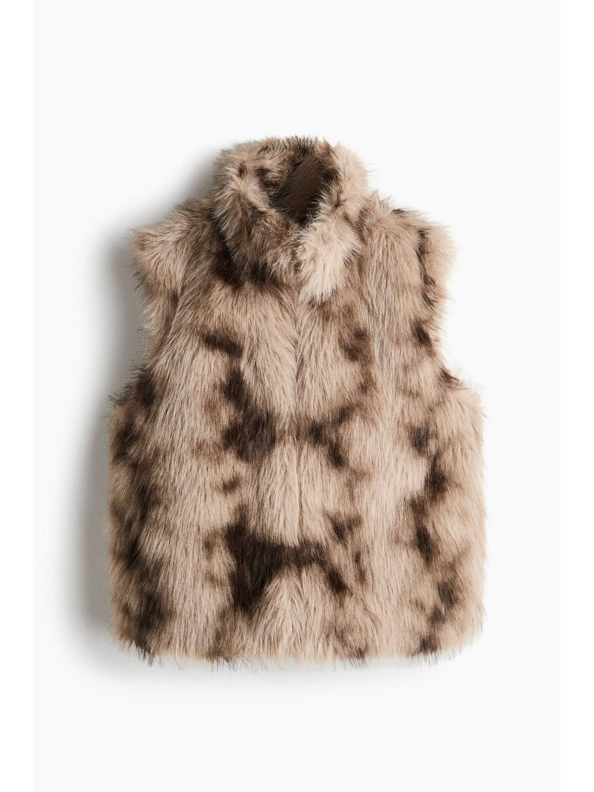 Women Brown Fluffy Funnel-Collar Gilet | JC78 - view 1