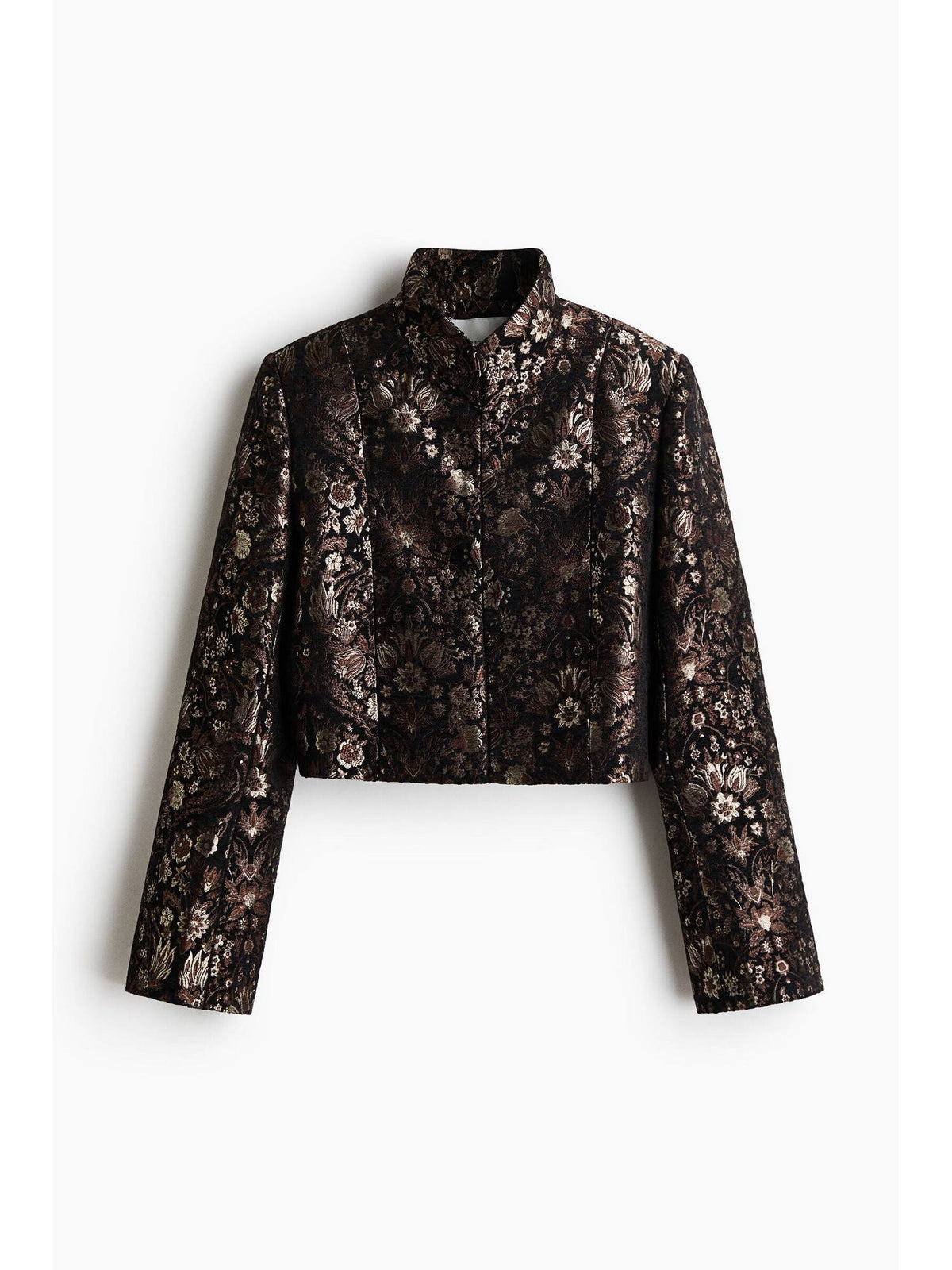 Women Black Shoulder-Pad Brocade Jacket | JC78 - view 1
