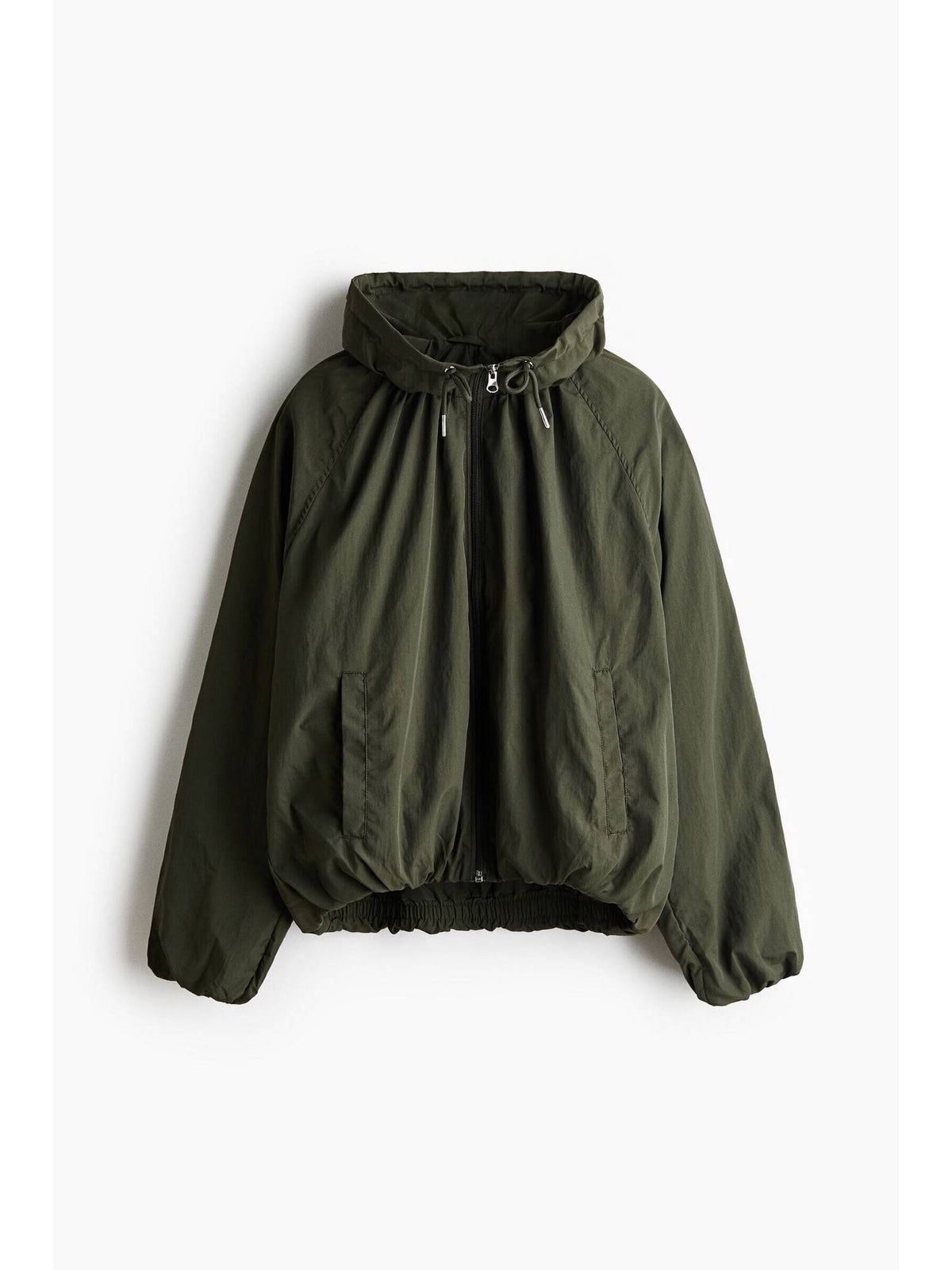 Women Green Funnel-Collar Nylon Jacket | JC78 - view 1