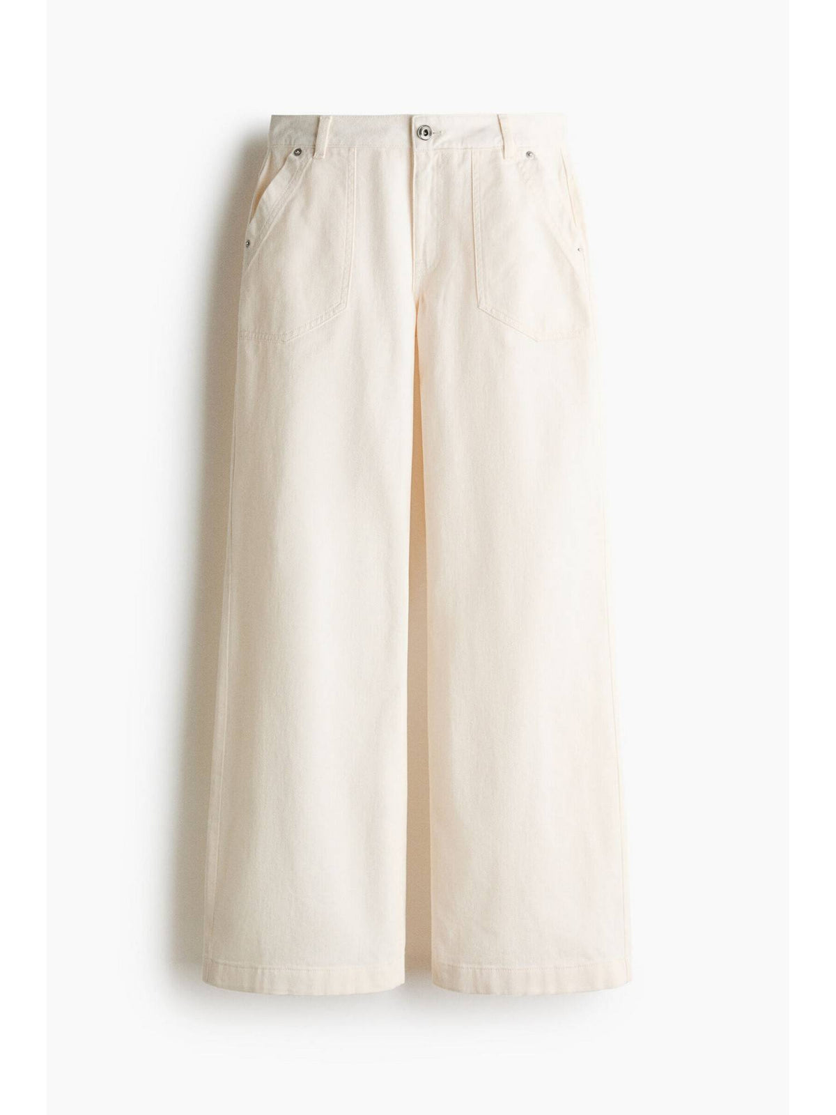 Women White Wide-Leg Cotton Twill Jeans | WL90 - view 1