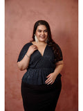 Blue Stellar Plisse Peplum Plus Size Top | pt51 - view 1