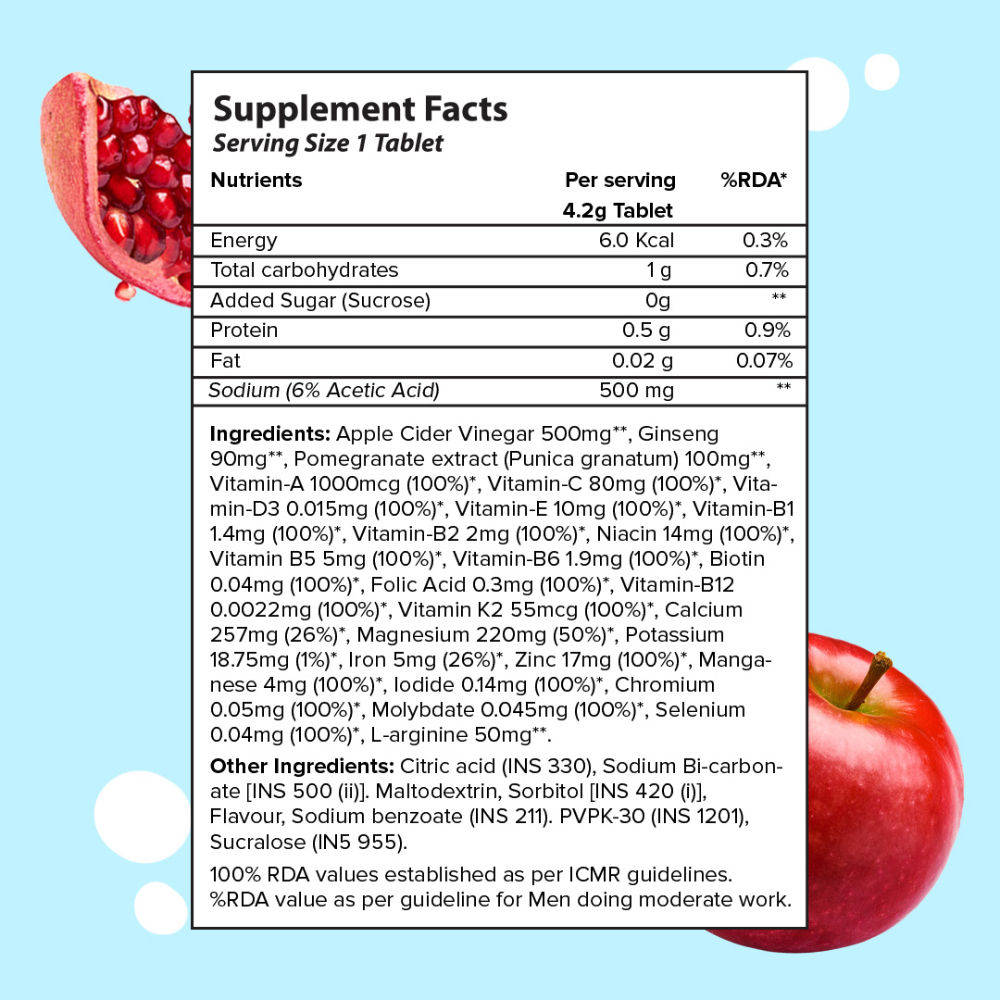 Multi Power ACV Multivitamin + Apple Cider Vinegar Fizzy Effervescent Tablets - Apple Burst | PL1 - view 8
