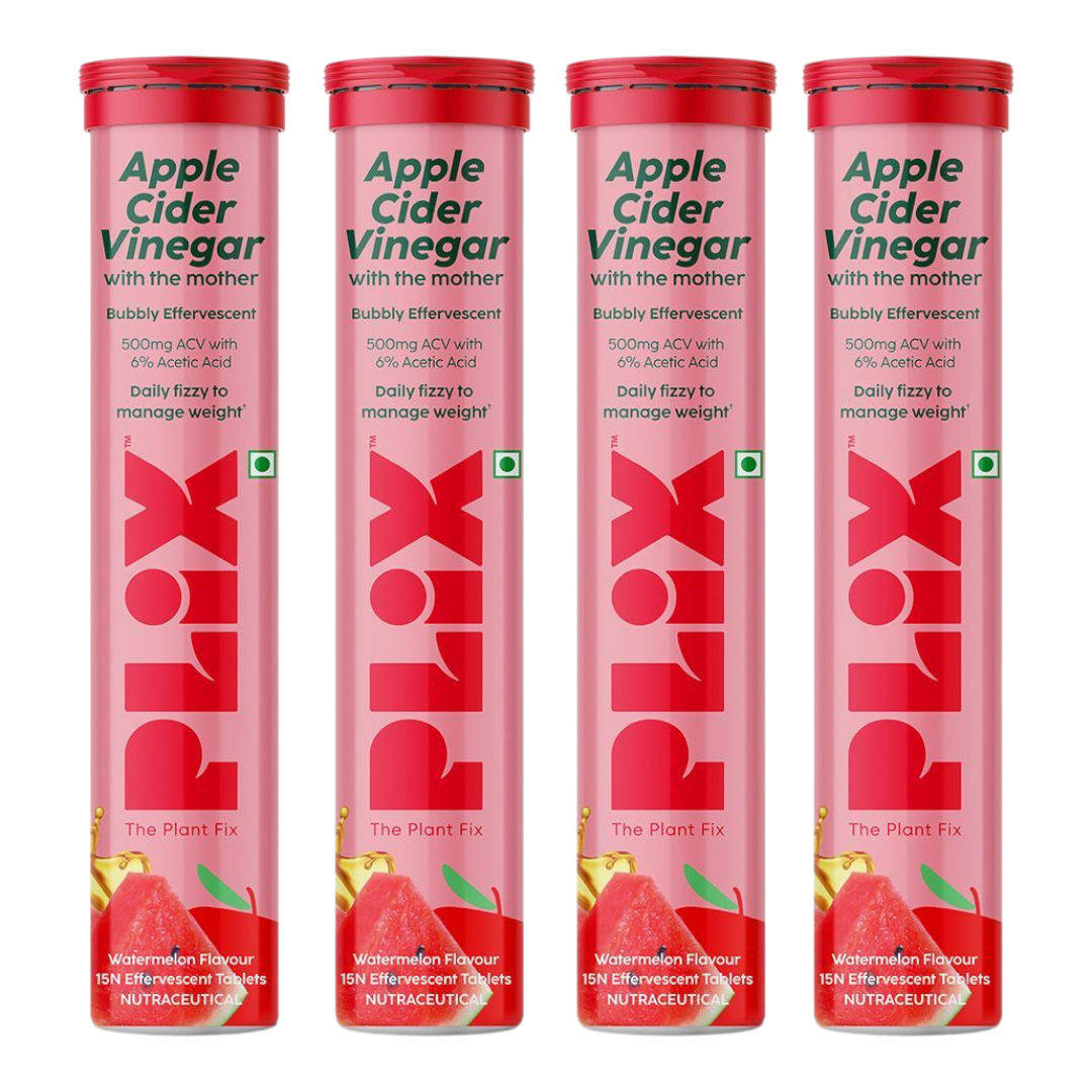 Apple Cider Vinegar Effervescent Tablets with Vitamin B6 & B12, Pack of 4 - Watermelon | PL1 - view 1
