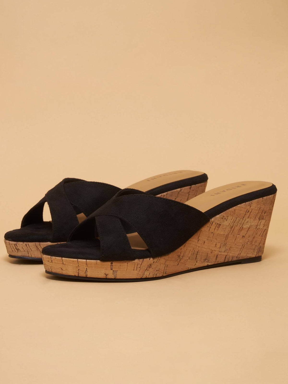 Acaciaa Criss-Cross Strap Wedges Black | H78 - view 2