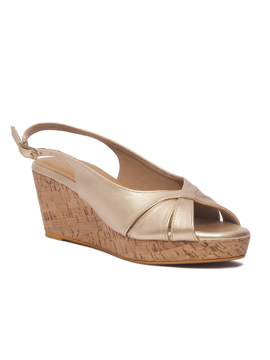 Mysha Peep Toe Wedges Gold | H78 - view 3