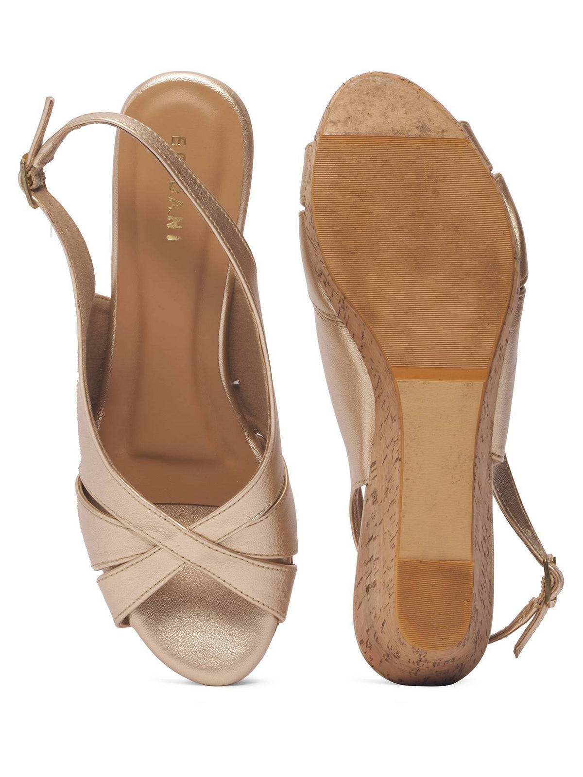 Mysha Peep Toe Wedges Gold | H78 - view 5
