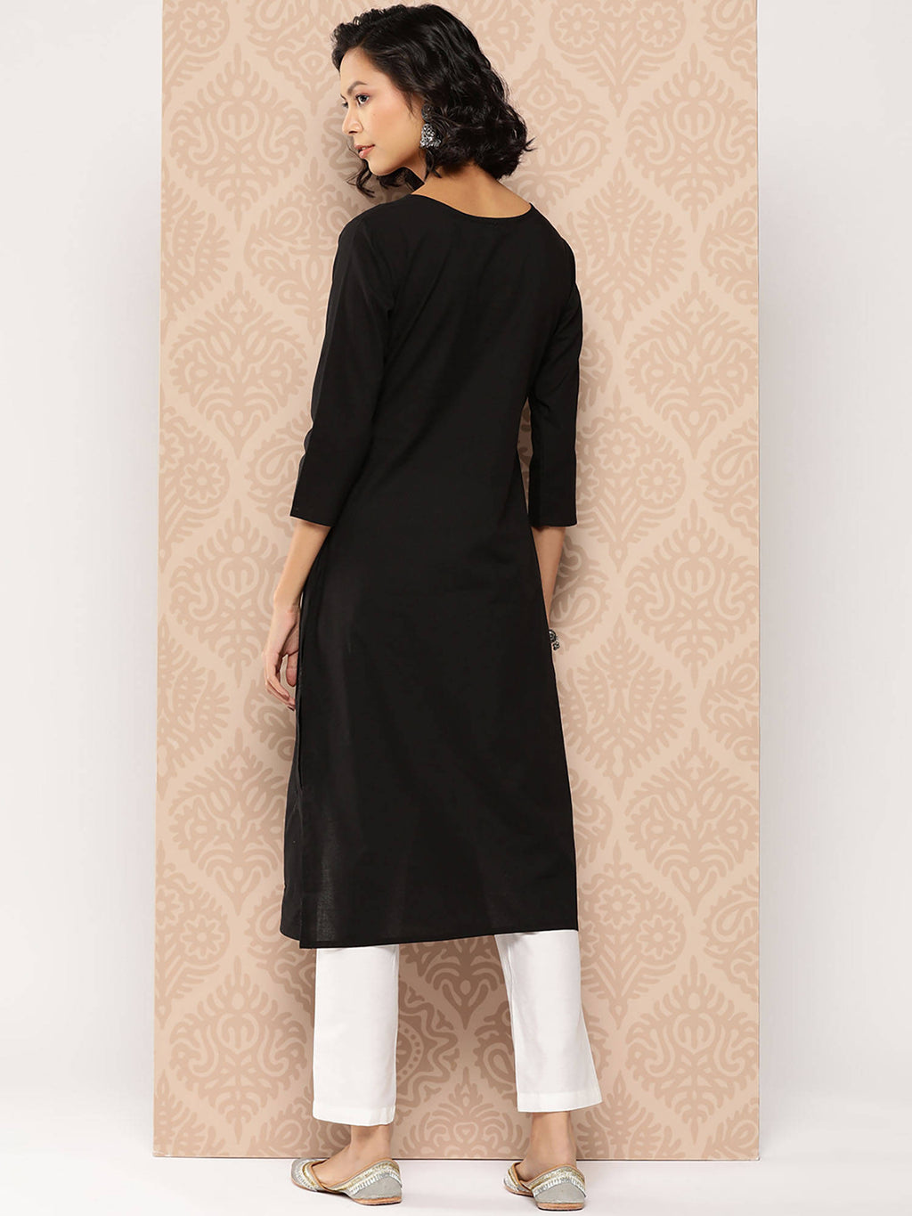 Women Black Chikankari Work Straight Kurta | KDG - view 4