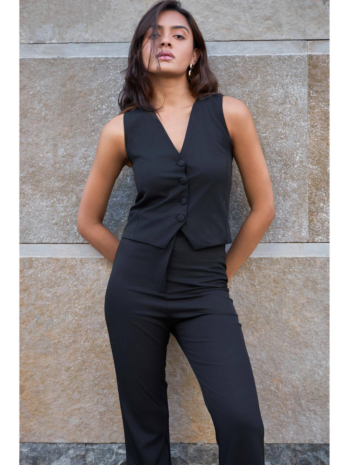 Solid Formal Waistcoat Black | JC78 - view 5