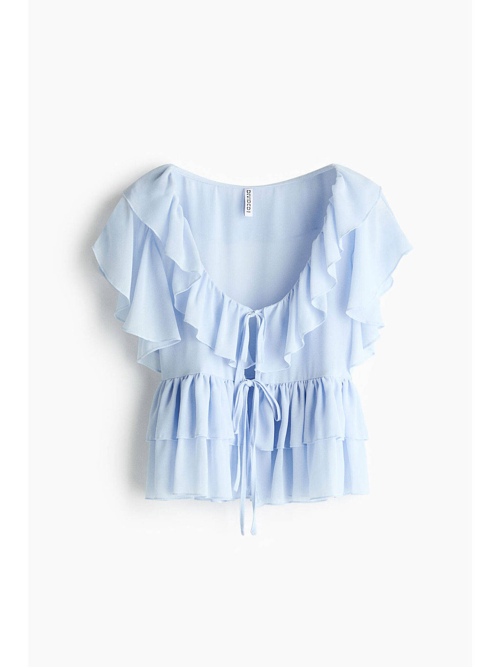 Women Blue Flounced Tie-Front Blouse | S67 - view 5