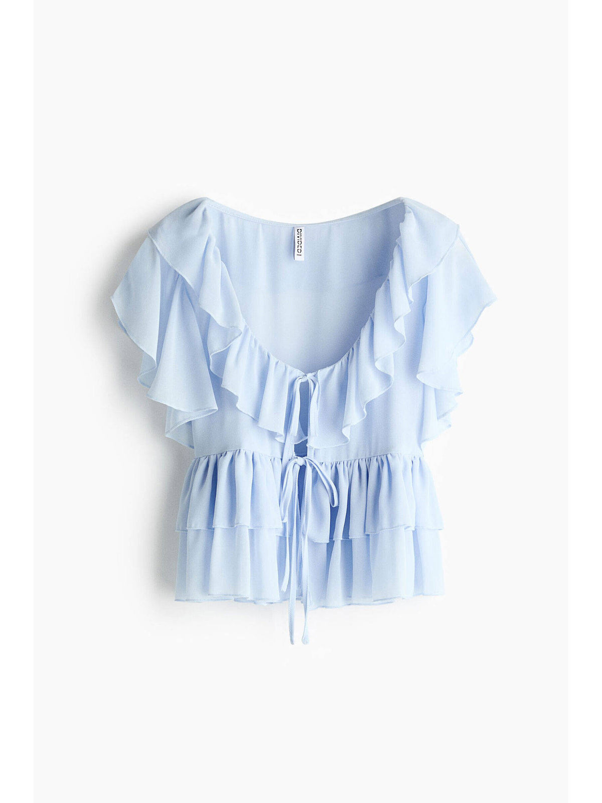 Women Blue Flounced Tie-Front Blouse | S67 - view 5